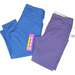 NWT 2 Pair MARIKA Capri Space Dyed Heather Print Leggings, Size Medium (8-10)‎